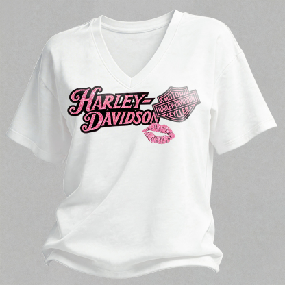  Motorcycles Printed V-Neck Women's T-shirt