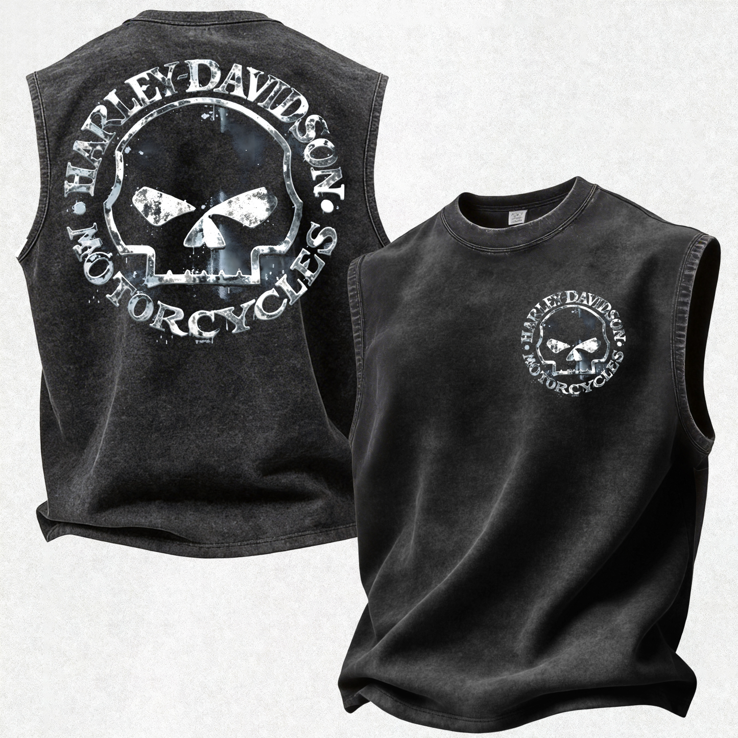 Harley-Davidson Motorcycles Printed Men's Washed Vest