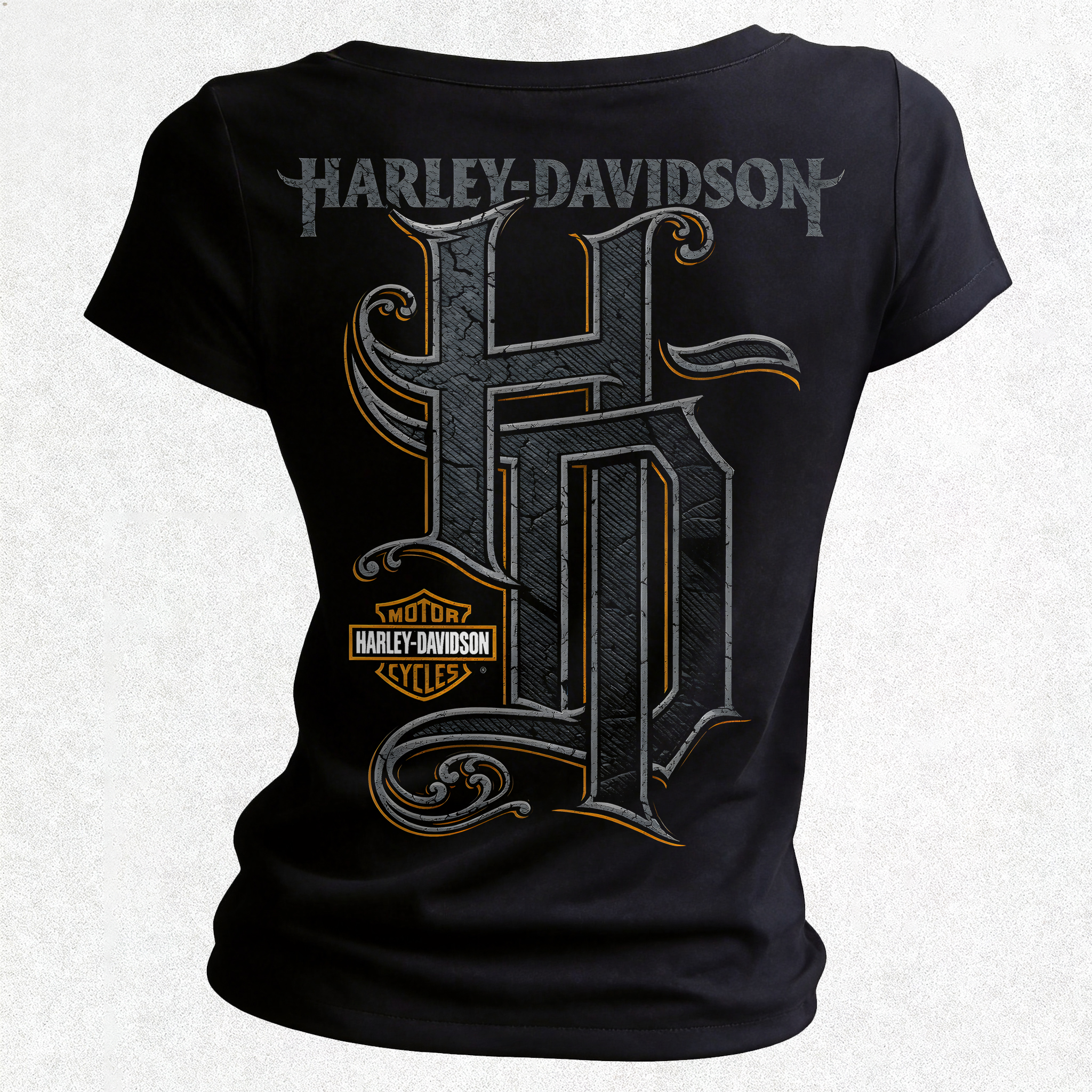  Motorcycles Printed Women's V-neck Pleated Waist Fitted T-shirt