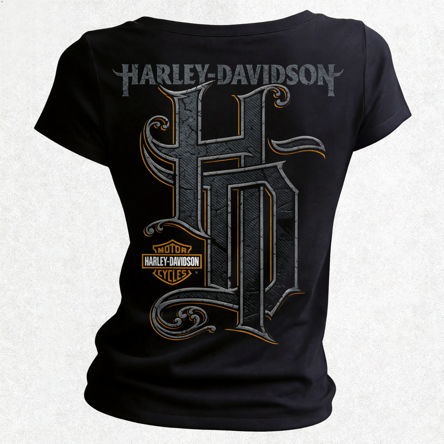  Motorcycles Printed Women's V-neck Pleated Waist Fitted T-shirt