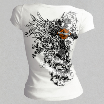  Motorcycles Printed Women's Tight-fitting U-neck T-shirt