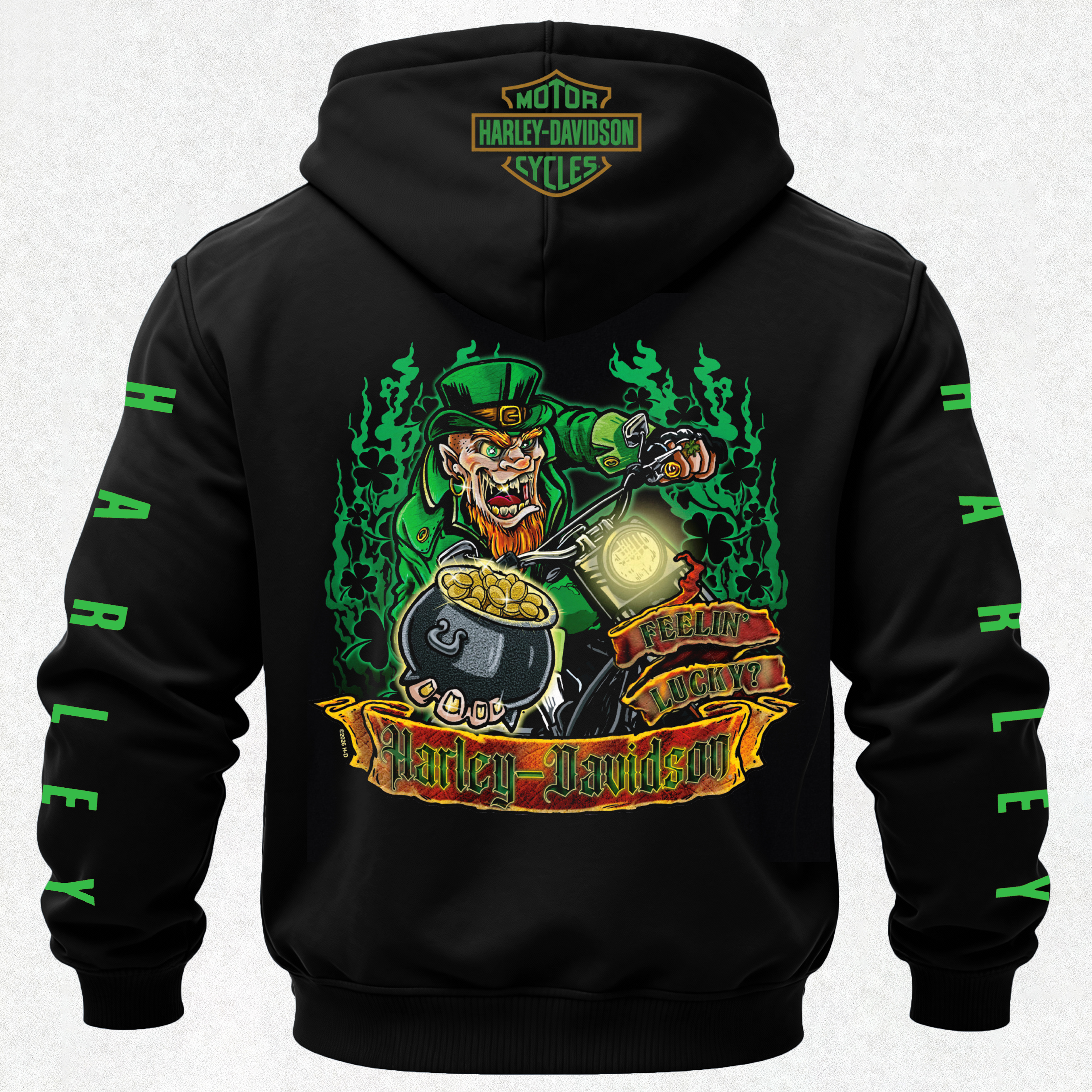  Motorcycles St. Patrick's Day Printed Fleece-lined Unisex Hoodie