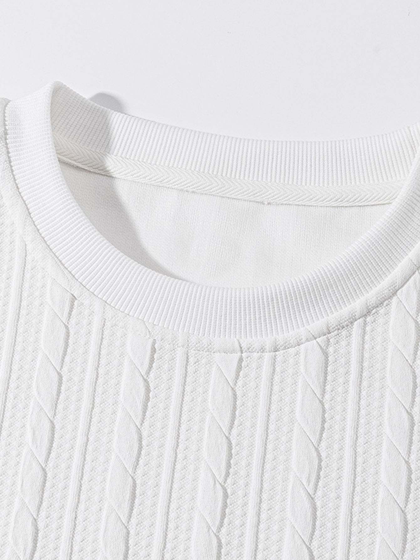 Relax Fit Twist Jacquard Crew Neck Sweatshirt & Twisted Jacquard Straight Leg Pants