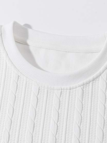 Relax Fit Twist Jacquard Crew Neck Sweatshirt & Twisted Jacquard Straight Leg Pants