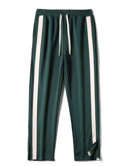 Relax Fit Milano Print Contrast Polo Sweatshirt & Slit Hem Stripe Pants