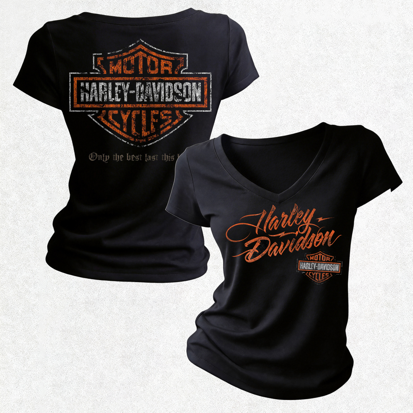 Harley-Davidson Motorcycles Printed Women's V-neck Pleated Waist Fitted T-shirt