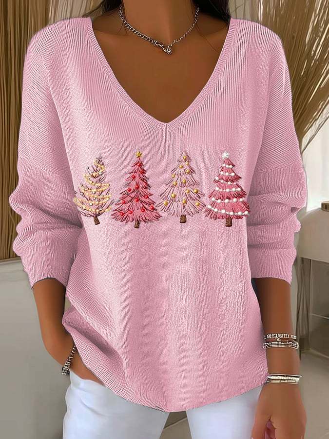 Women's casual Christmas skull knitted top