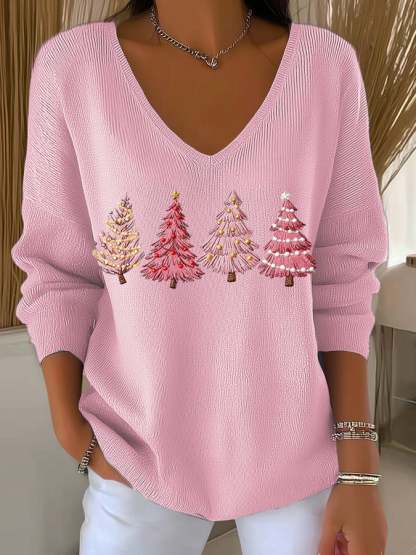 Women's casual Christmas skull knitted top