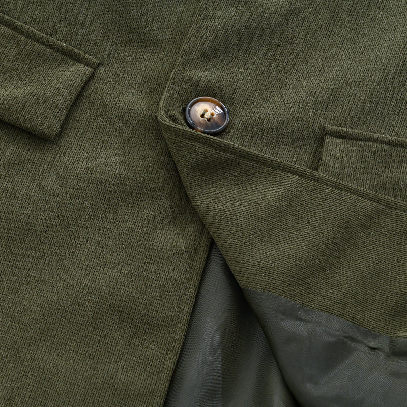 Men's Vintage Corduroy Stand Collar Single Breasted Slim Short Coat 