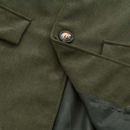 Men's Vintage Corduroy Stand Collar Single Breasted Slim Short Coat 