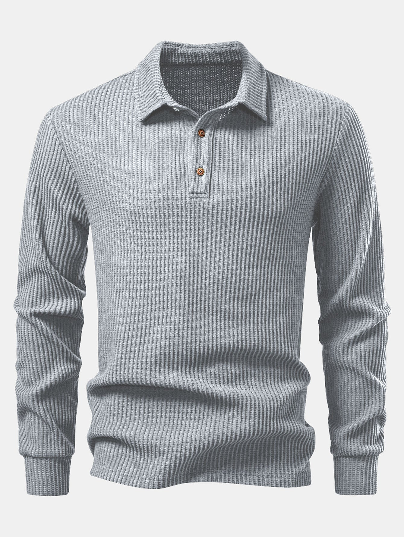 Long Sleeved Knitted Waffle Polo Shirt & Drawstring Knitted Waffle Pants