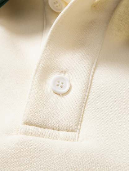 Relax Fit Contrast Polo Sweatshirt & Straight Leg Pleated Pintuck Sweatpants