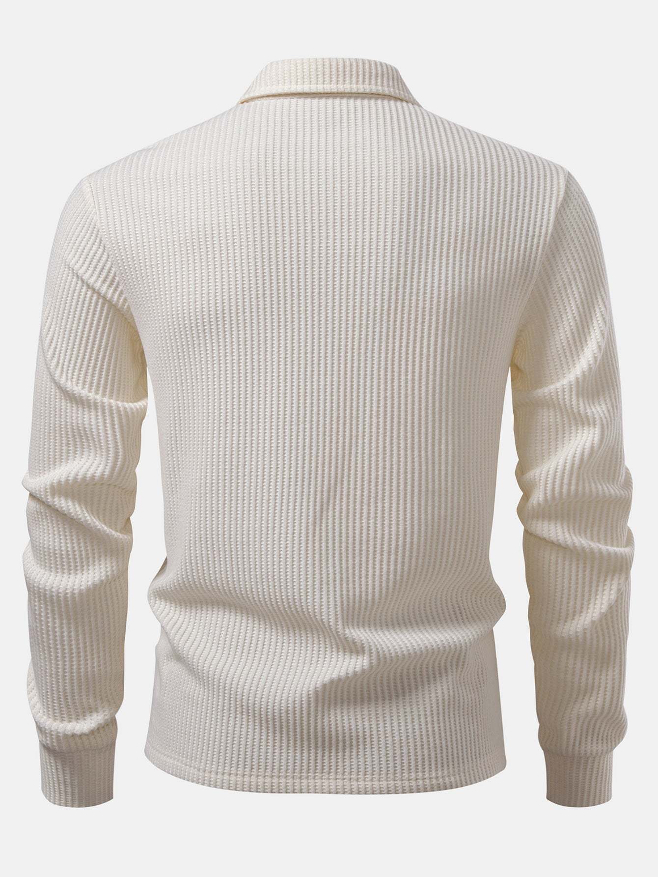 Long Sleeved Knitted Waffle Polo Shirt & Drawstring Knitted Waffle Pants