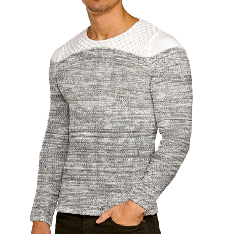 Men's Casual Crew Neck Striped Knitted Sweater 
