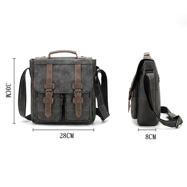 VINTAGE FASHION LEATHER MULTI-POCKET FLAP BAG