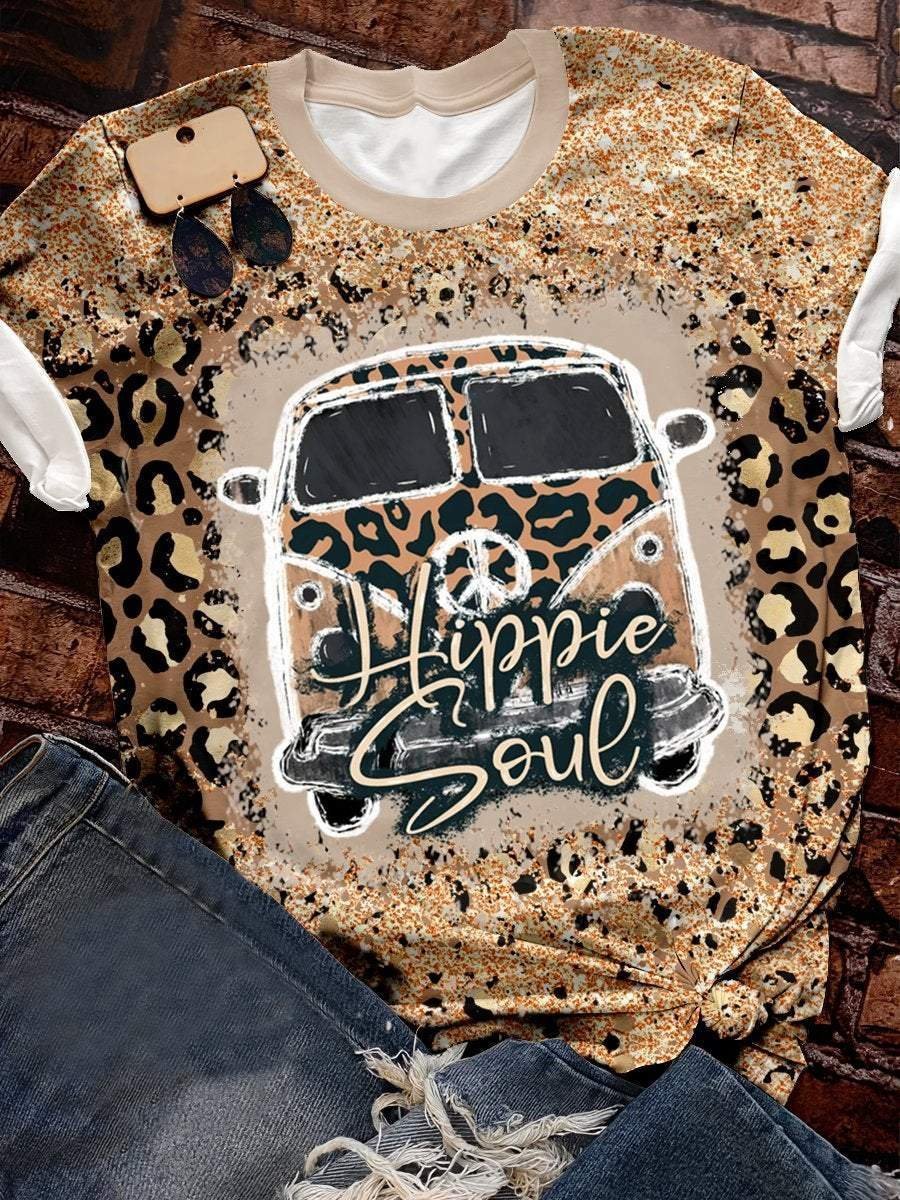 Leopard print hippie soul graphic tee