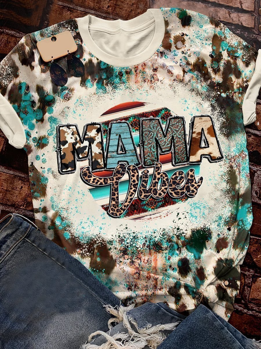 Mama Vibes distressed rust style tee