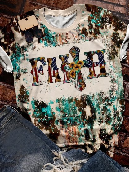 Distressed sunflower national flag graphic tee