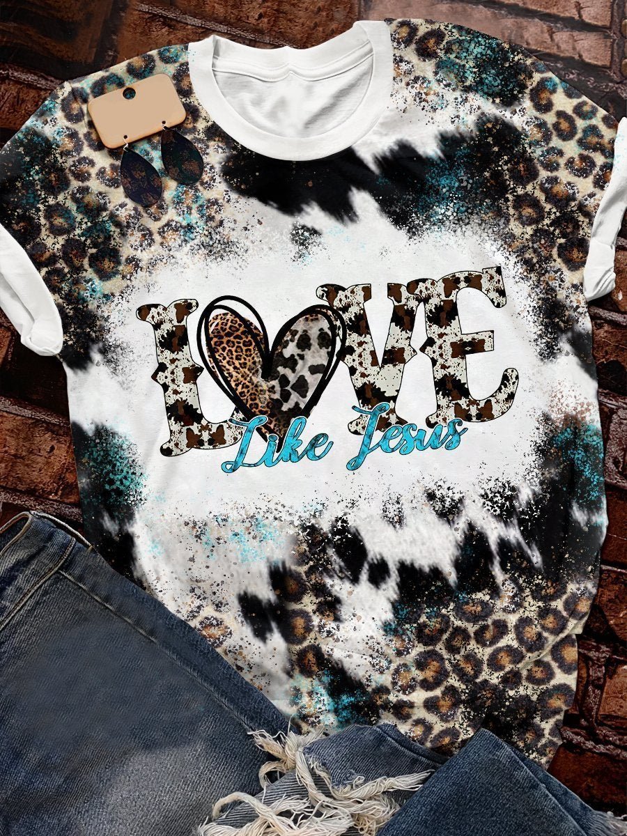 Leopard print love jesus graphic tee