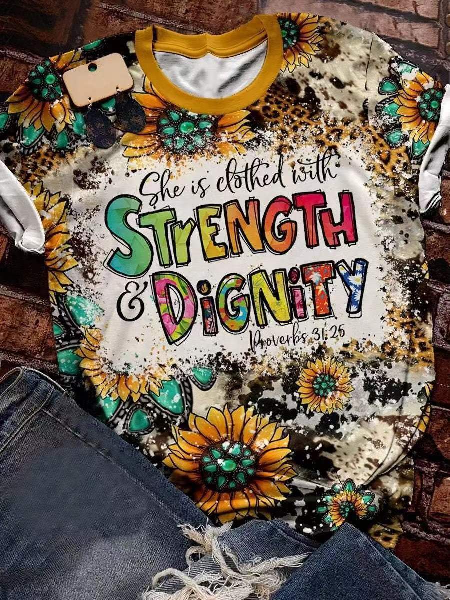 She is clothed with strength and dignity graphic tee