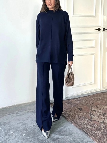 Women's fashionable casual solid color two piece set