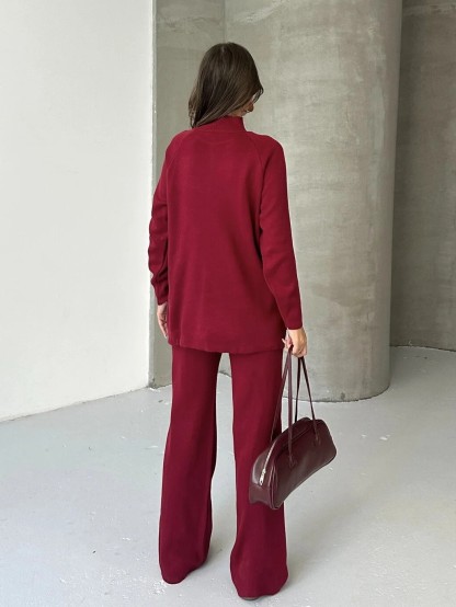 Women's fashionable casual solid color two piece set