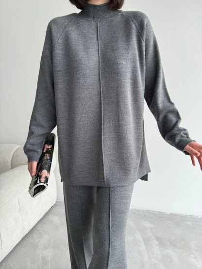 Women's fashionable casual solid color two piece set