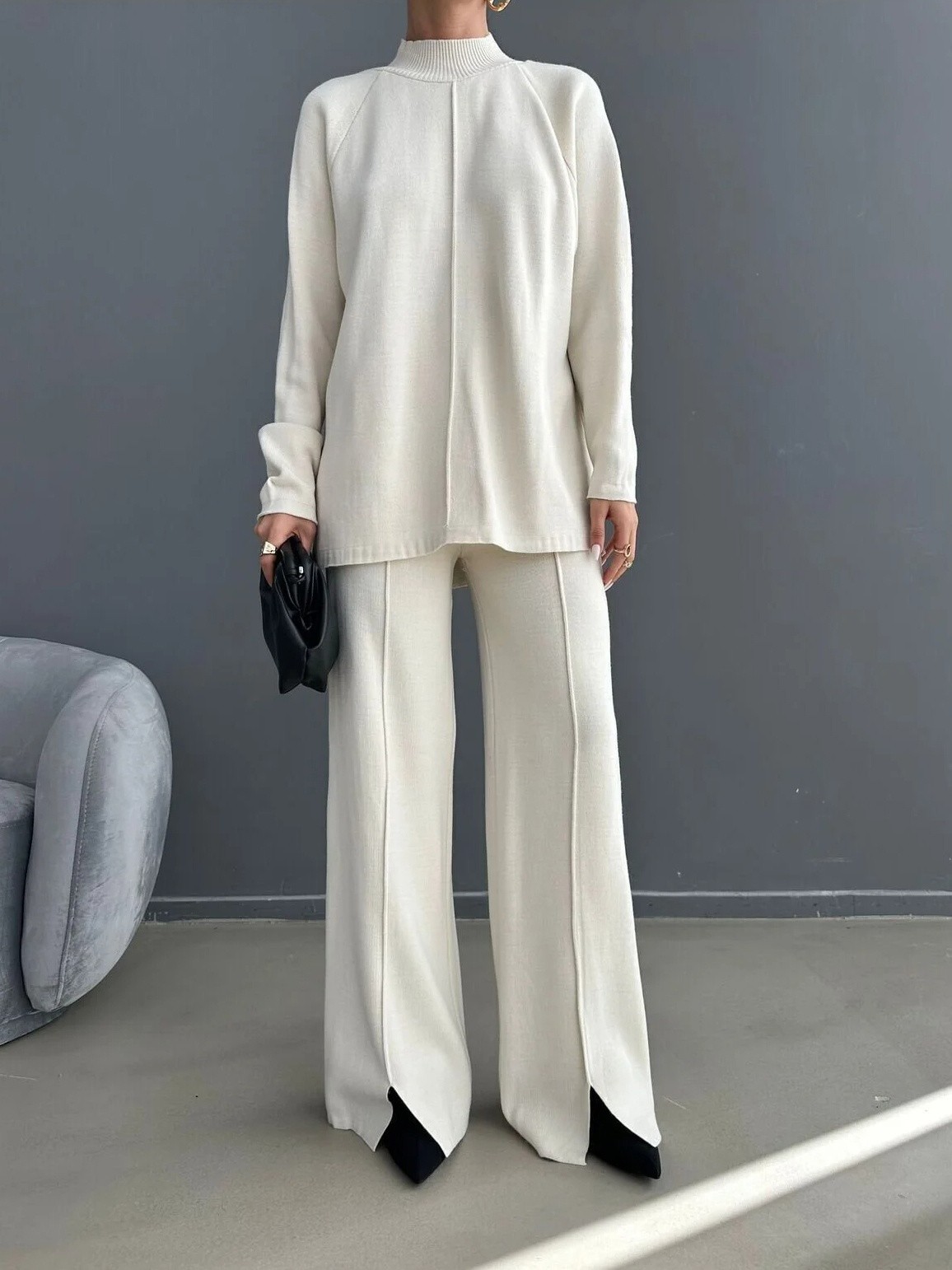 Women's fashionable casual solid color two piece set