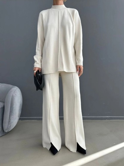 Women's fashionable casual solid color two piece set