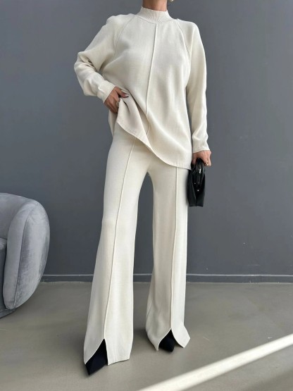 Women's fashionable casual solid color two piece set