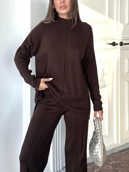 Women's fashionable casual solid color two piece set