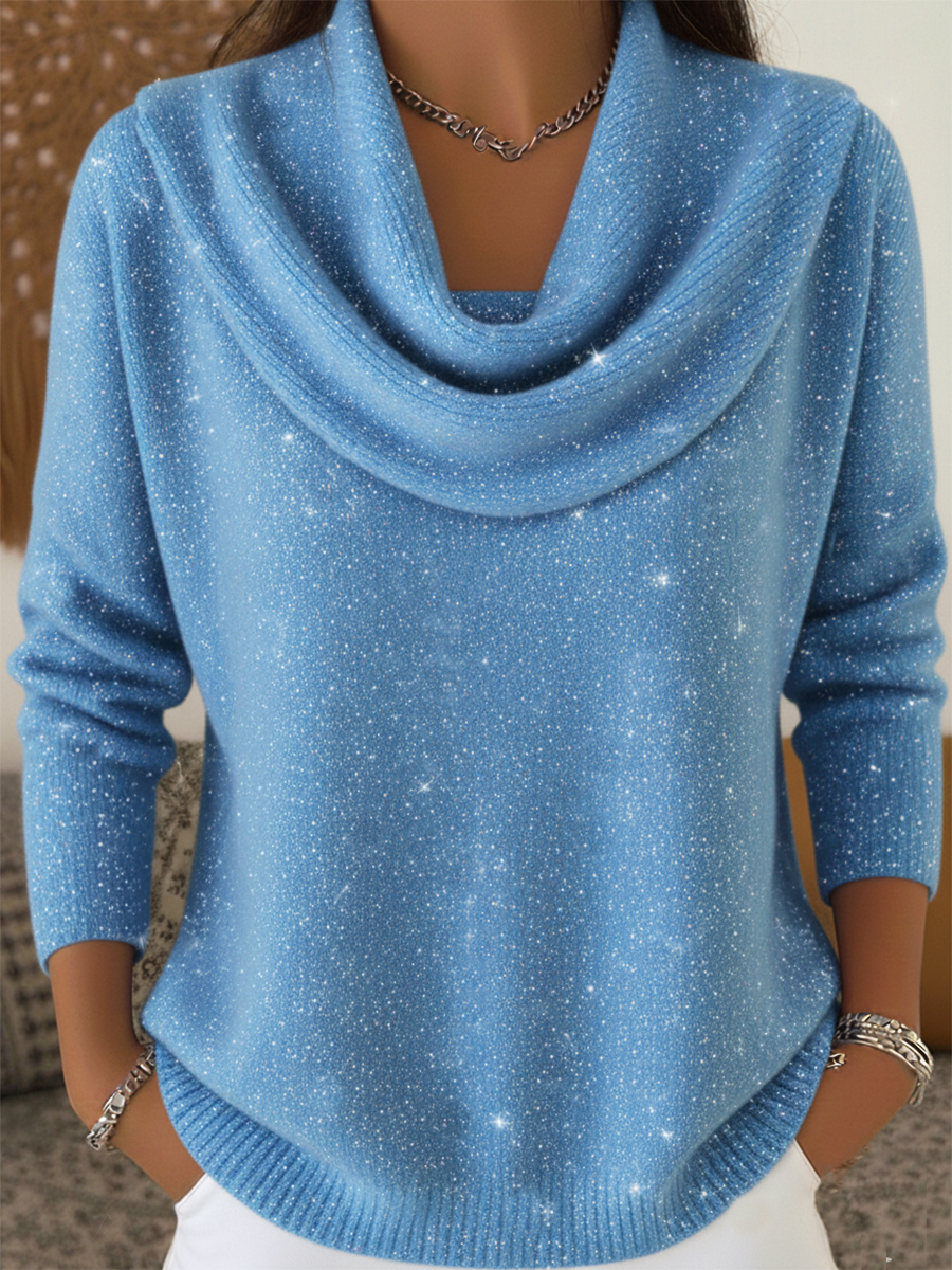 Women's Elegant Solid Color Loose Shiny Sweater