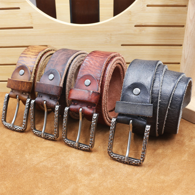 Men's Vintage Distressed Top Layer Pure Cowhide Leather Belt