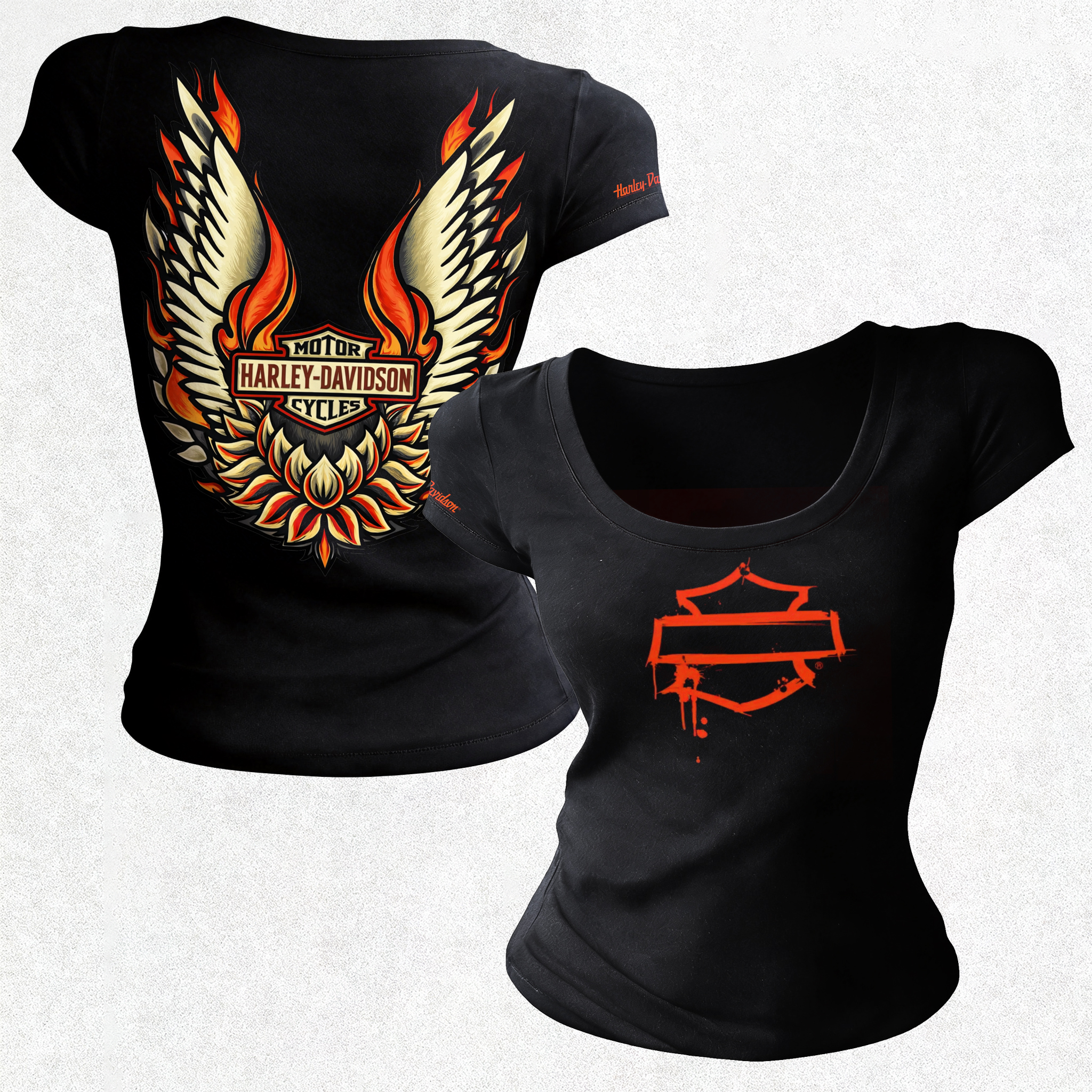  Motorcycles Printed Women's Tight-fitting U-neck T-shirt