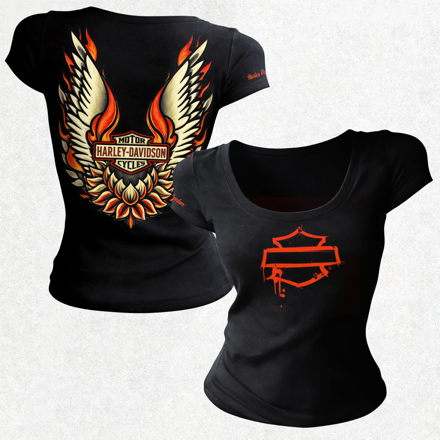 Harley-Davidson Motorcycles Printed Women's Tight-fitting U-neck T-shirt