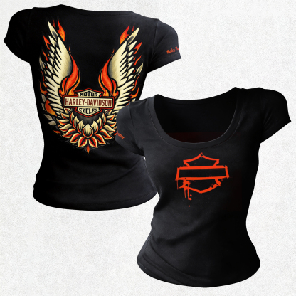  Motorcycles Printed Women's Tight-fitting U-neck T-shirt