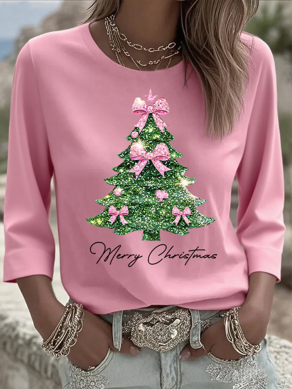 Women's Christmas Printed T-Shirt