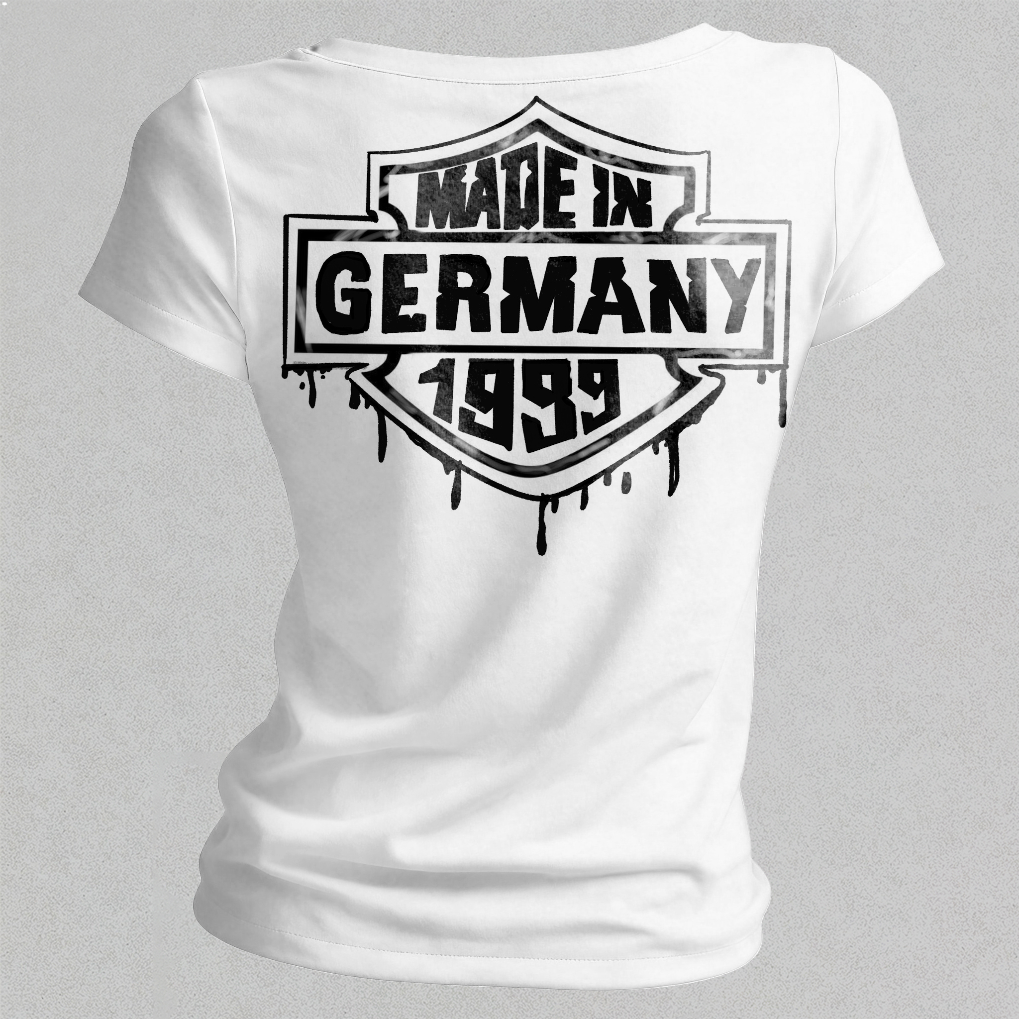  Made In Germany Printed Women's V-neck Pleated Waist Fitted T-shirt