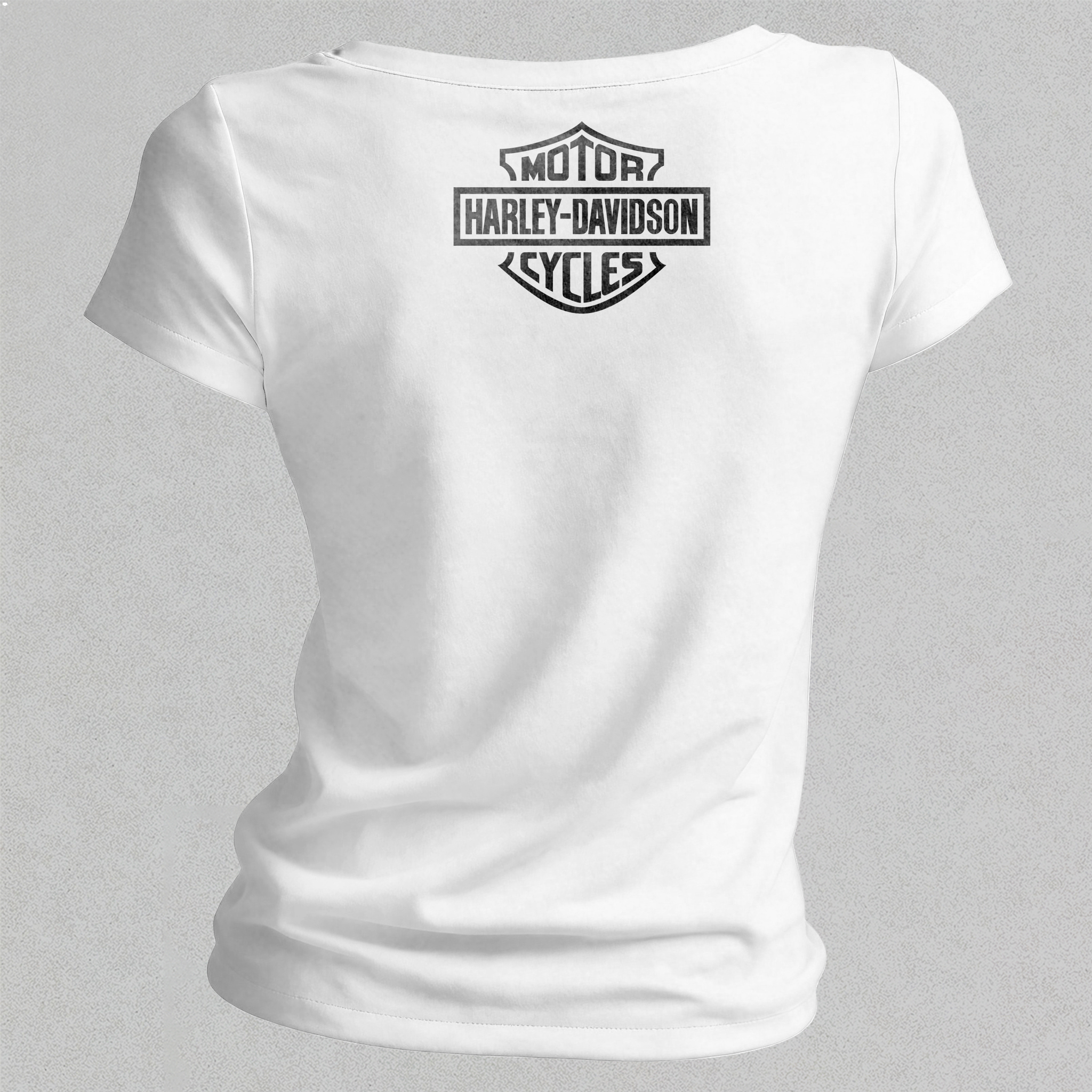  Motorcycles Printed Women's V-neck Pleated Waist Fitted T-shirt