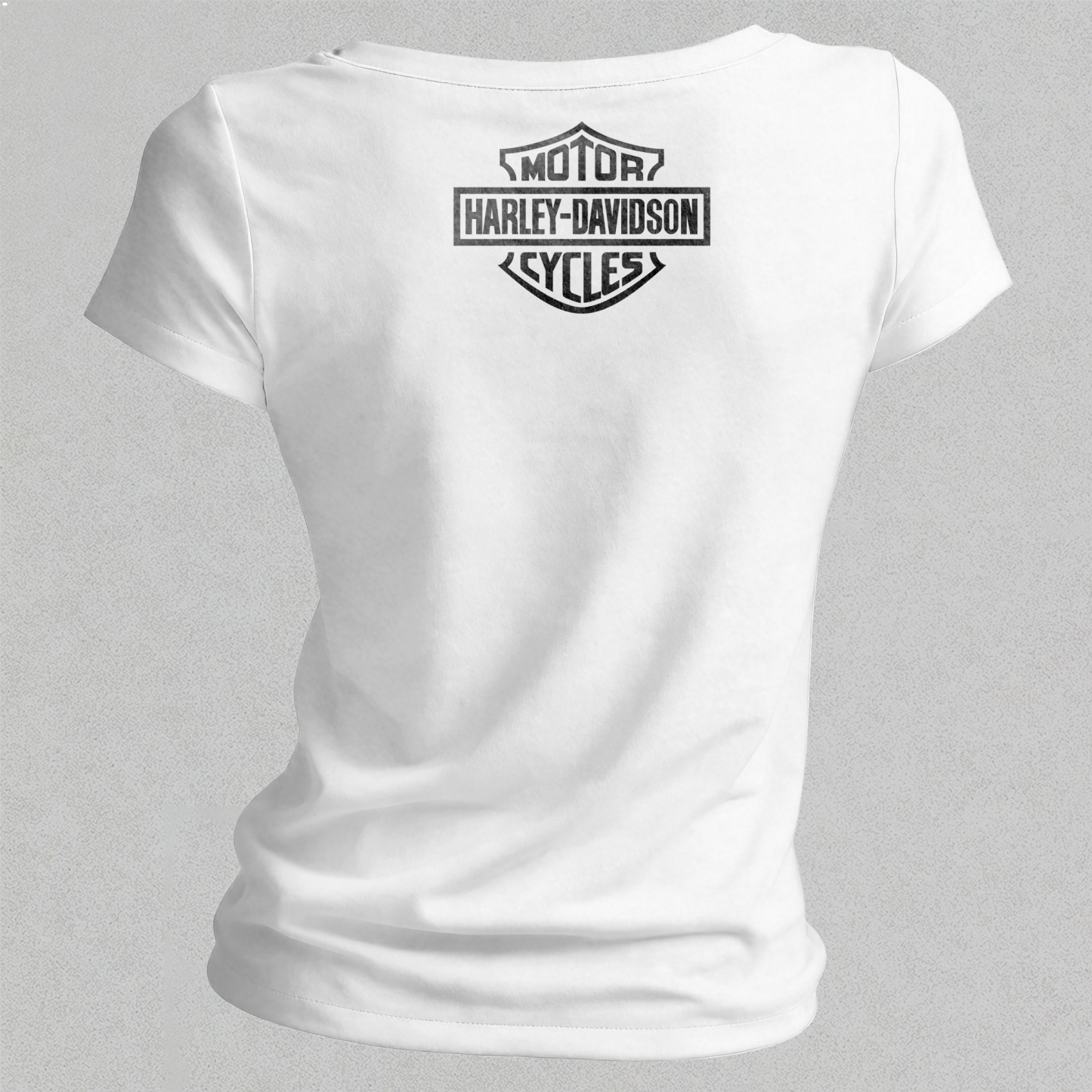  Motorcycles Printed Women's V-neck Pleated Waist Fitted T-shirt