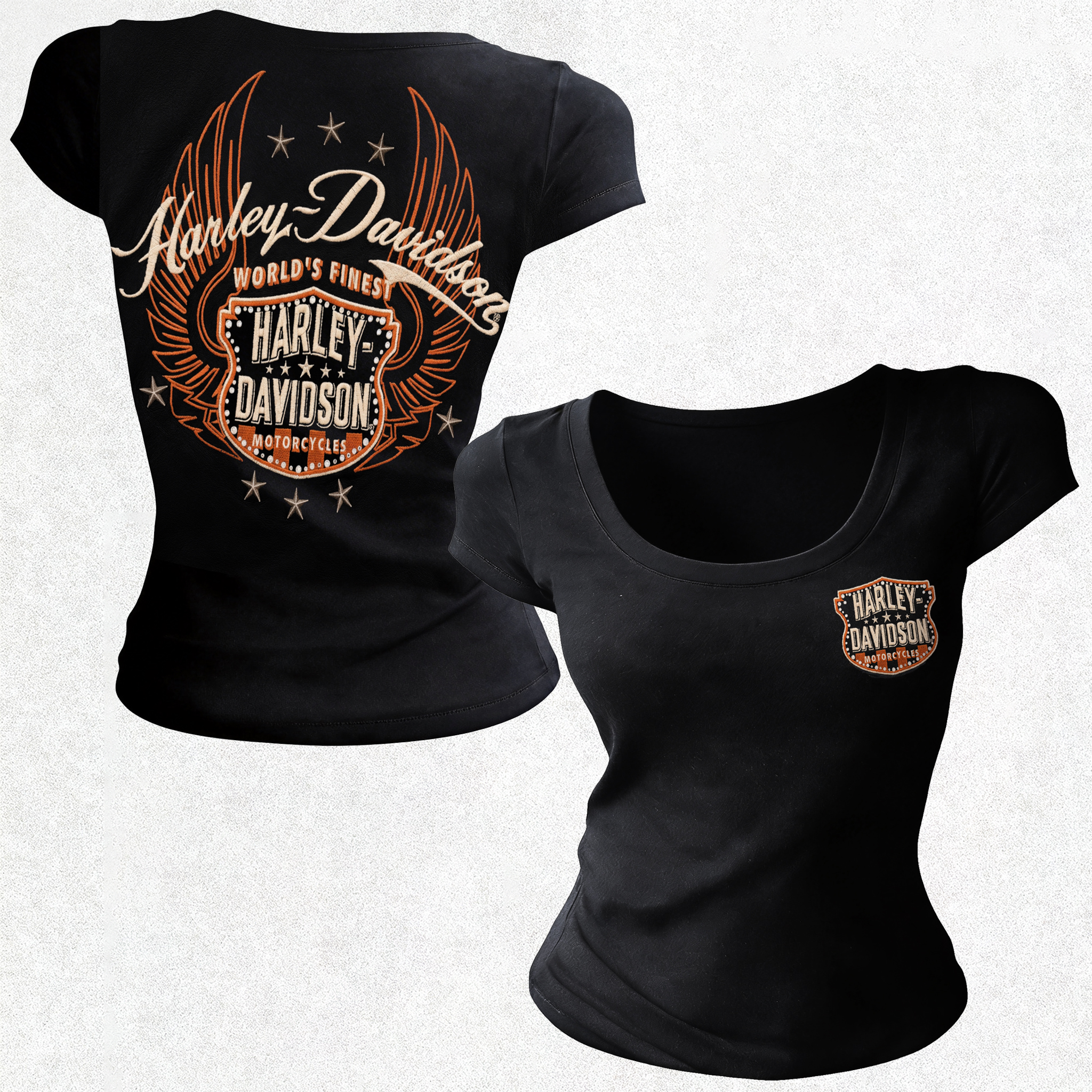  Motorcycles Printed Women's Tight-fitting U-neck T-shirt