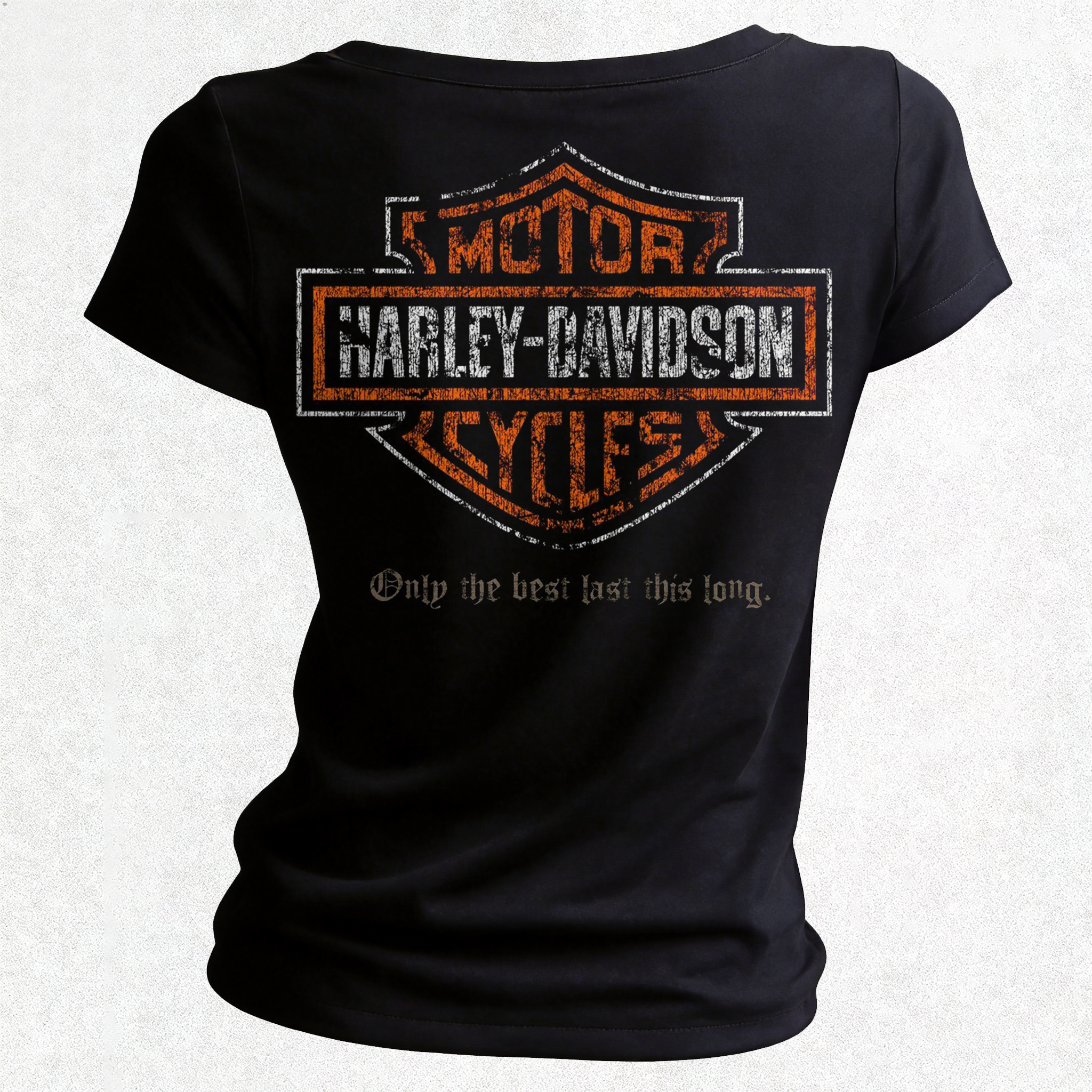  Motorcycles Printed Women's V-neck Pleated Waist Fitted T-shirt