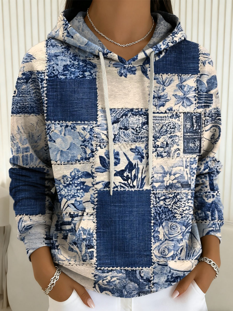 Women's Vintage Floral Pattern Art Print Casual Sweatshirt