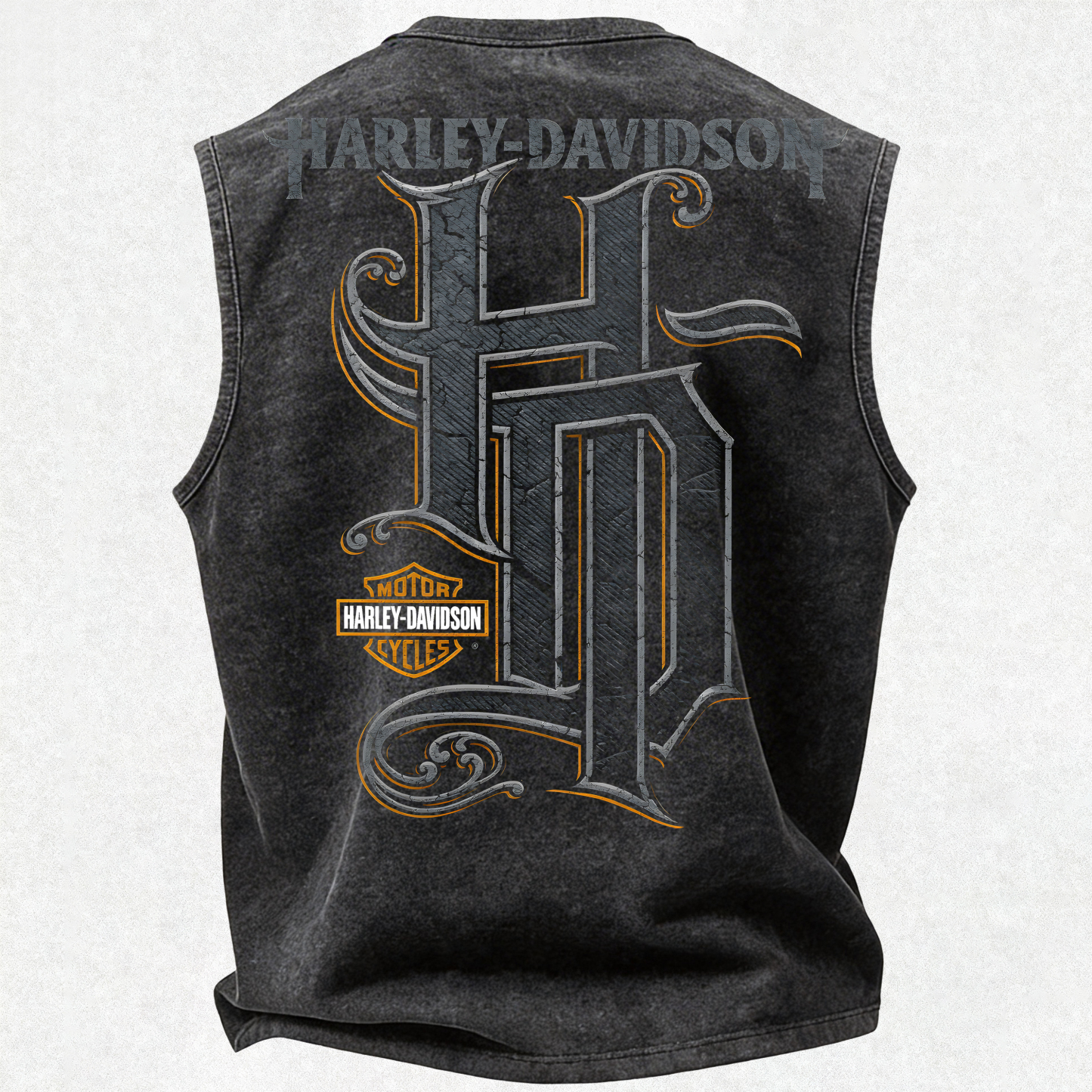  Motorcycles Printed Men's Washed Vest