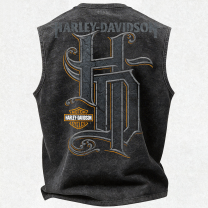  Motorcycles Printed Men's Washed Vest