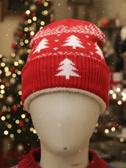 Retro Christmas Fleece-lined Christmas Tree Wool Hat