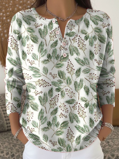 Women's Christmas Pattern Art Print Buttoned Cardigan Sweater