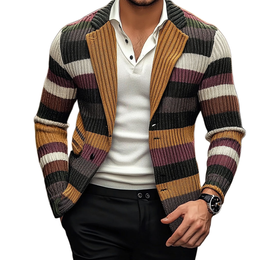 Men's fashionable casual warm multi-color sweater cardigan