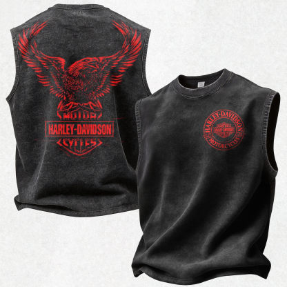  Motorcycles Printed Men's Washed Vest