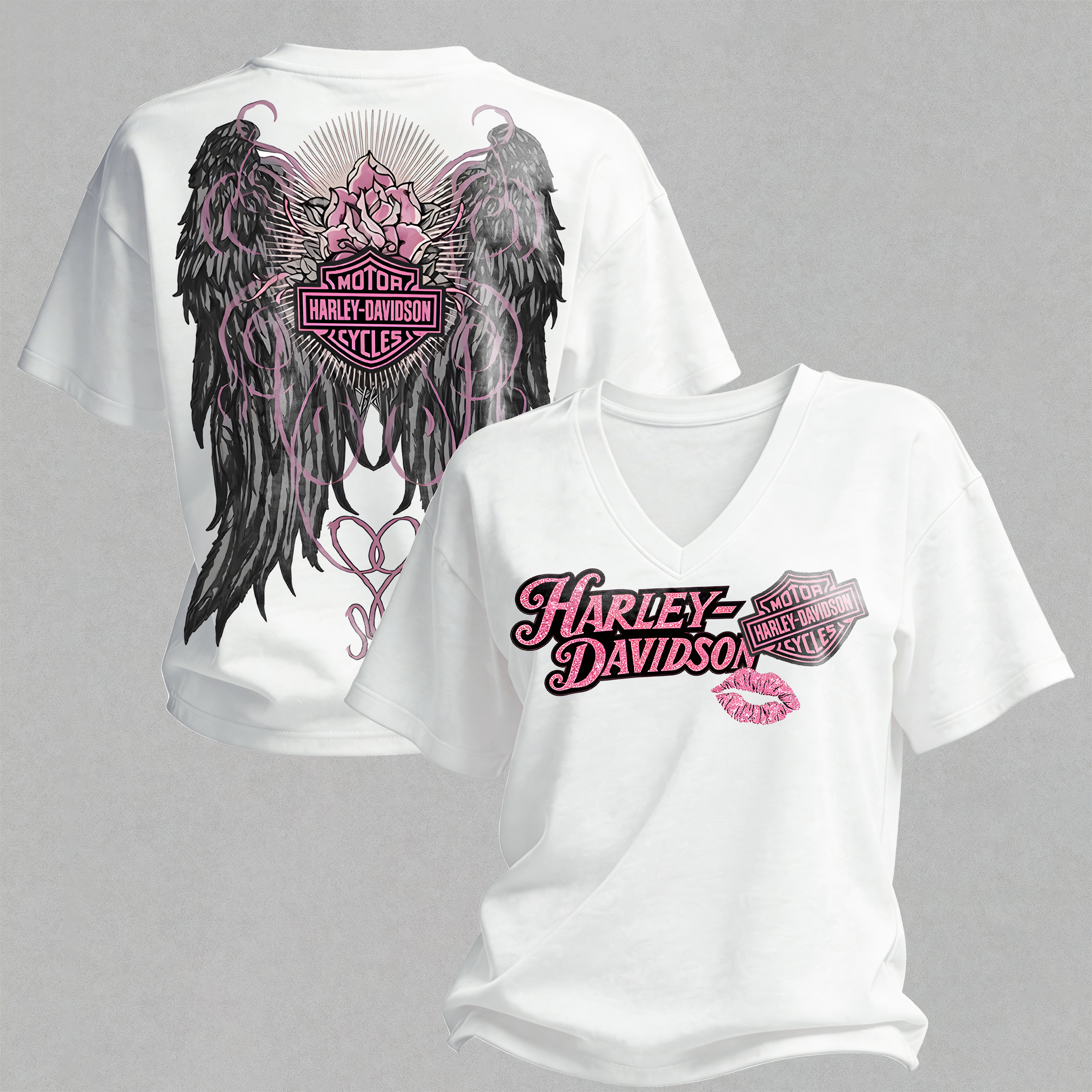  Motorcycles Printed V-Neck Women's T-shirt